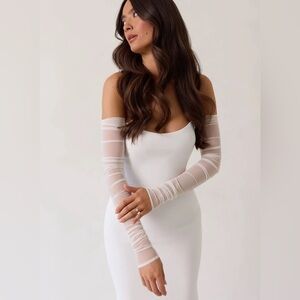 Mesh white sleeves for bridal events or wedding dresses